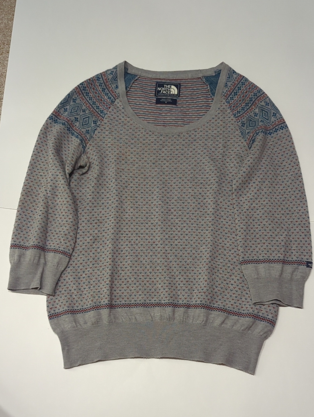 The North Face Women's Gray Fair Isle Knit Scoop Neck Sweater